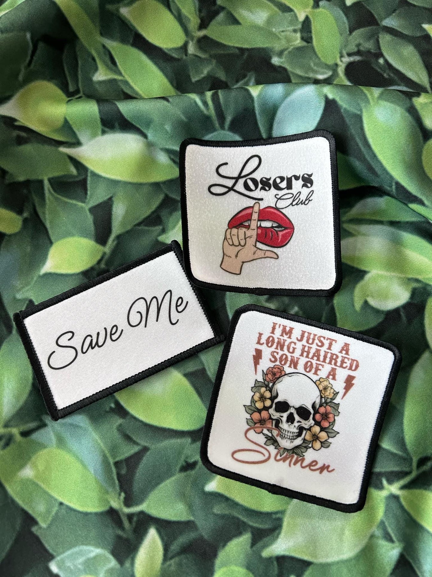 Jelly Roll Patches- Long Haired Son of a Sinner- Losers Club- Save Me- Country Music- Country Artist- Trucker Hats- Custom Patches- Iron On