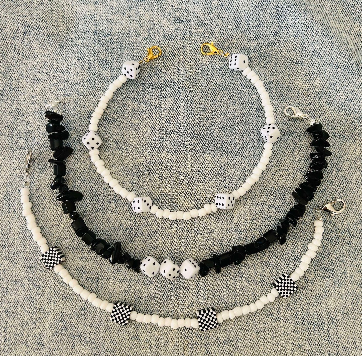 Dice Hat Chain- Hat Chains- Custom Hat Chains- Trucker Hat Chain- Checkered Hat Chain- Black and White Hat Chain