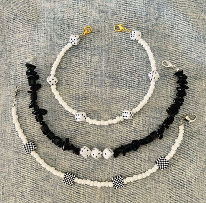 Dice Hat Chain- Hat Chains- Custom Hat Chains- Trucker Hat Chain- Checkered Hat Chain- Black and White Hat Chain