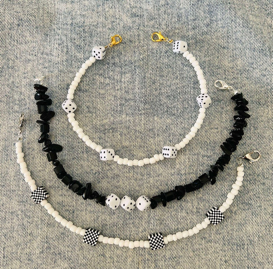 Dice Hat Chain- Hat Chains- Custom Hat Chains- Trucker Hat Chain- Checkered Hat Chain- Black and White Hat Chain