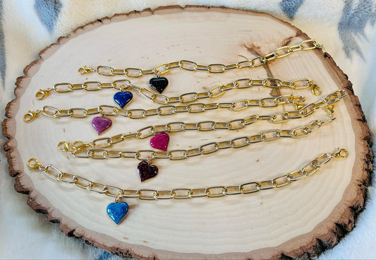Heart Hat Chains! Gold Chain- Sparkly Hearts- Heart Charms- Trucker Hats- Trucker Hat Chain