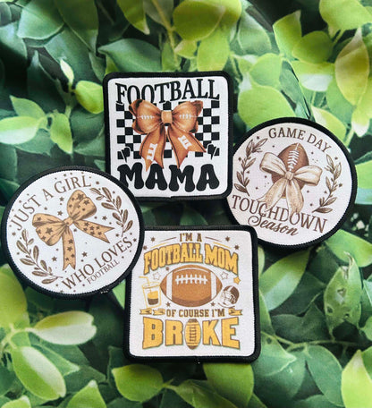 Football Patches- Football Mama- Game Day- Touchdown- Touchdown Season- Football Season- Hat Patches- Sublimation- Hat Patches- Trucker Hats