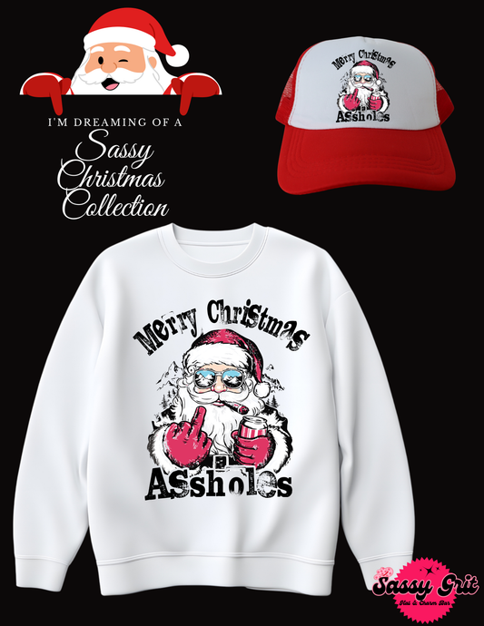 Sassy Christmas Combo: Santa Assholes Sweatshirt Trucker Hat