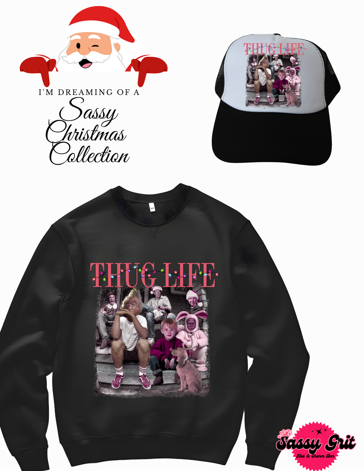 Sassy Christmas Combo: Sweatshirt and Trucker Hat, Soft Gilden and Otto