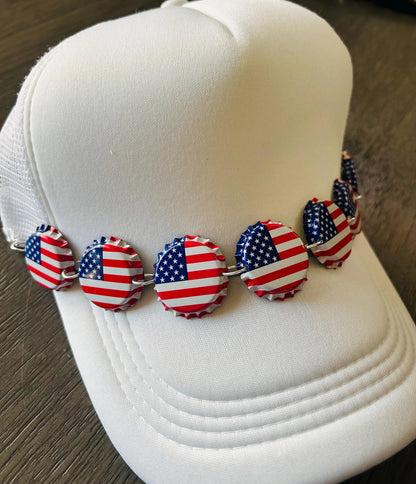 American Flag Hat Chains: Trucker Hat Bottle Cap Charms