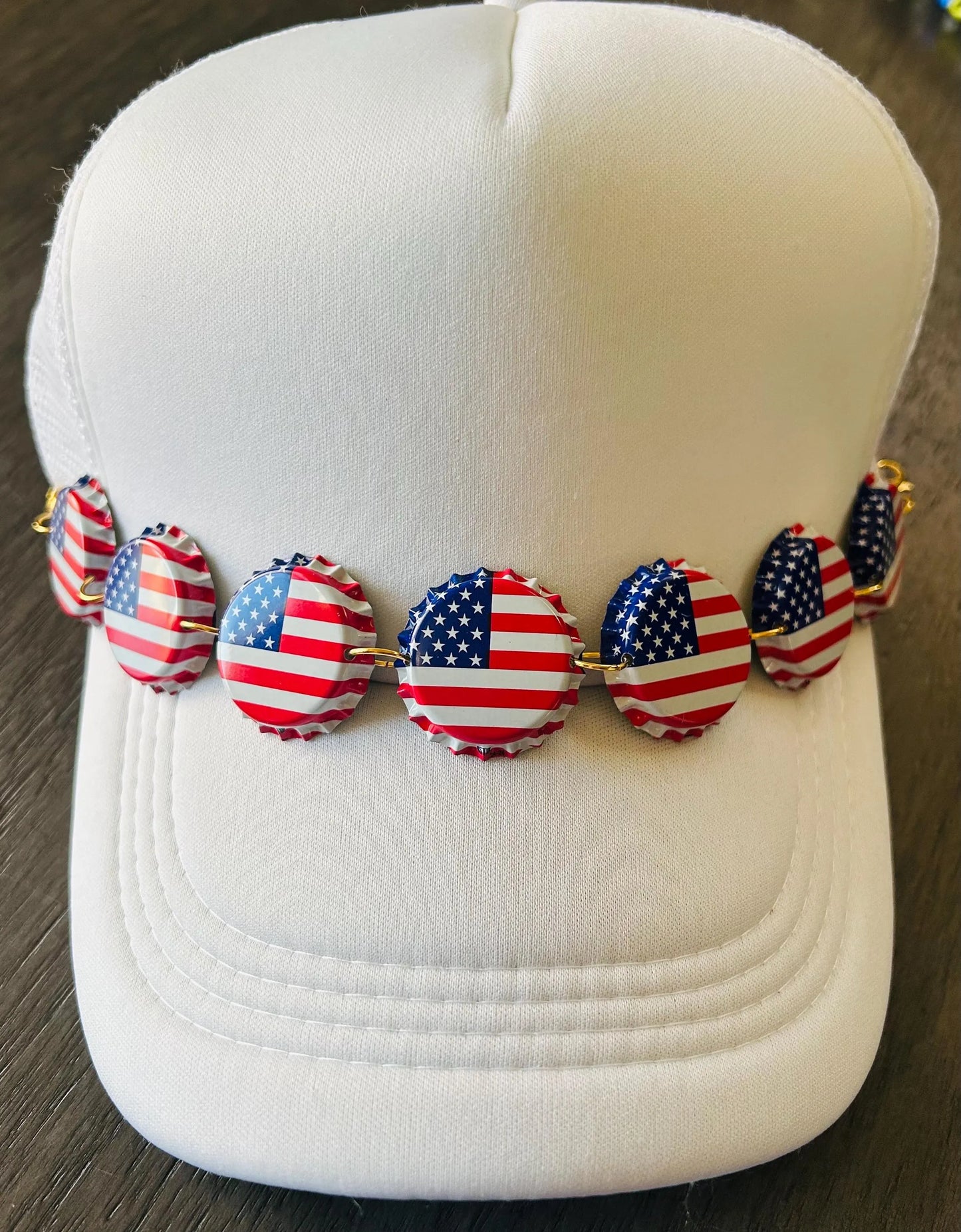 American Flag Hat Chains: Trucker Hat Bottle Cap Charms