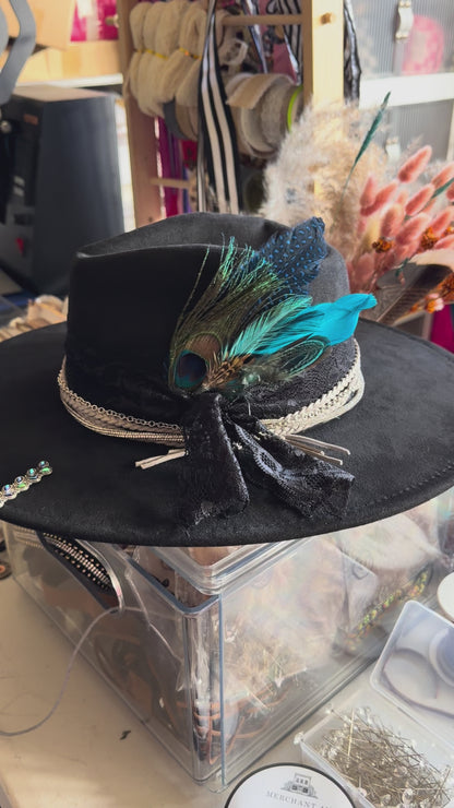 Midnight Peacock Suede Boho Western Hat