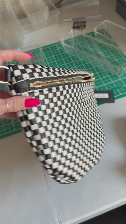 Trendy Bum Bag- Checkered- Edgy- Crossover Purse- Charm Bag Chain